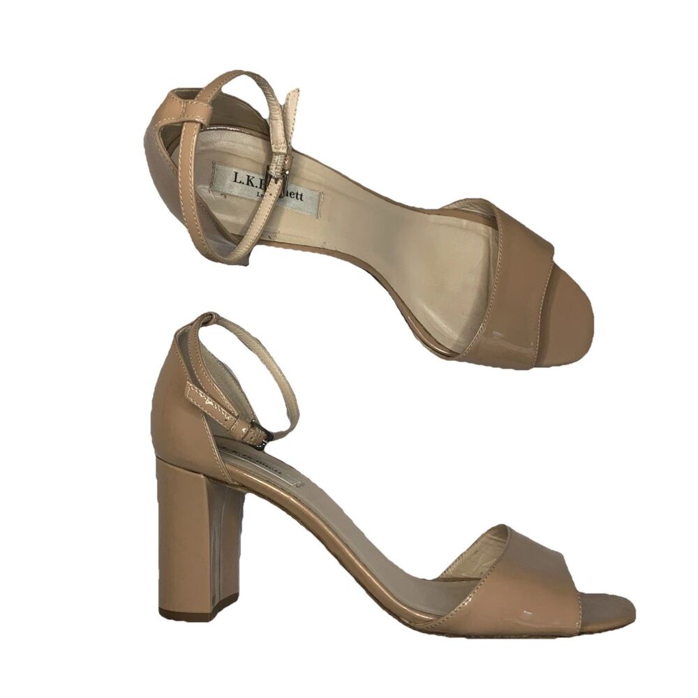 LK Bennett Helena Patent Leather Heels Nude Ankle Workwear Career - US 9 EU 39